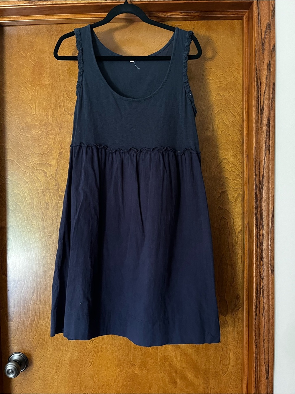 Dark Navy Sleeveless cotton and linen summer  Dress
